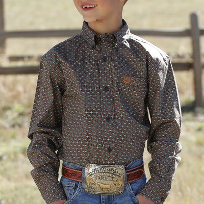 Cinch Boys Geometric Print Western Shirt