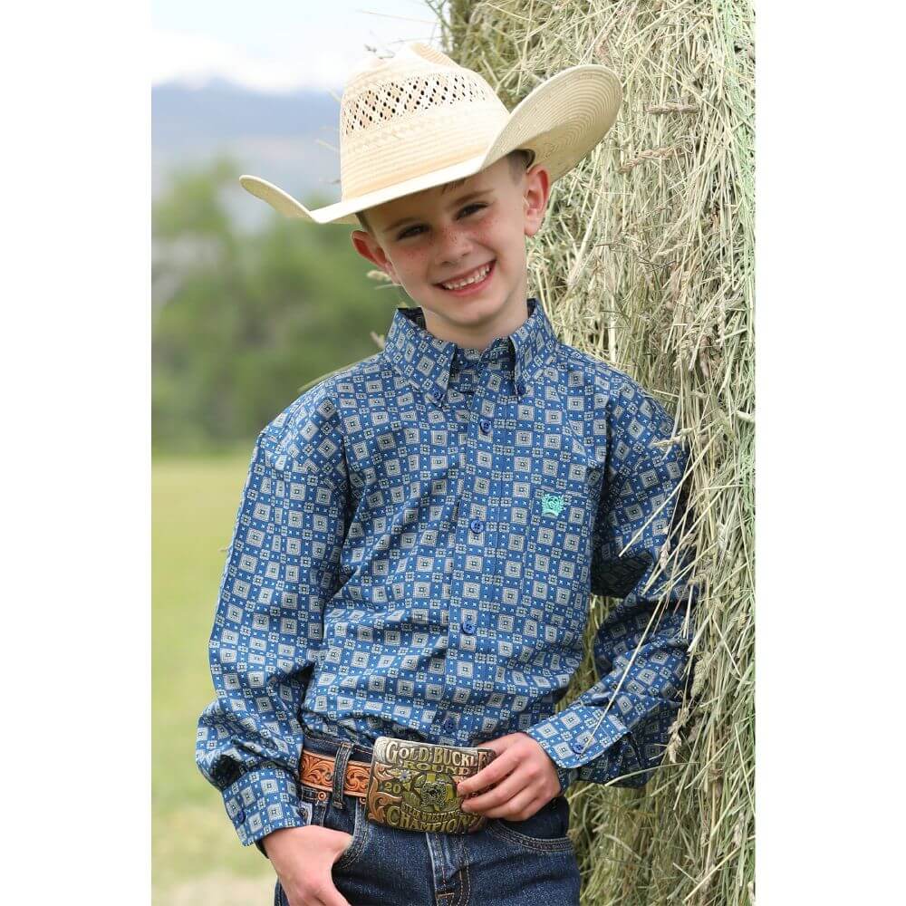 Cinch Boys Geometric Print Western Shirt