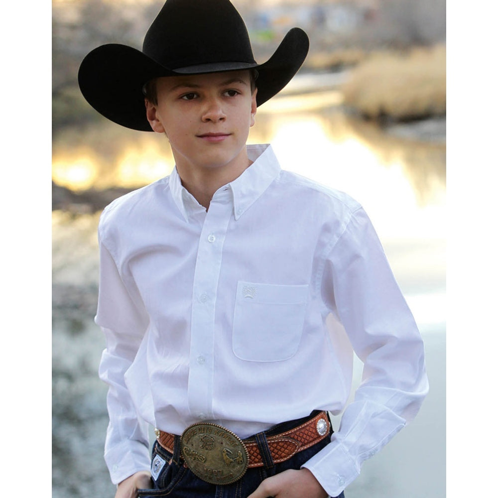 Cinch Boys Solid Button Down Shirt - MTW7060031-WHT
