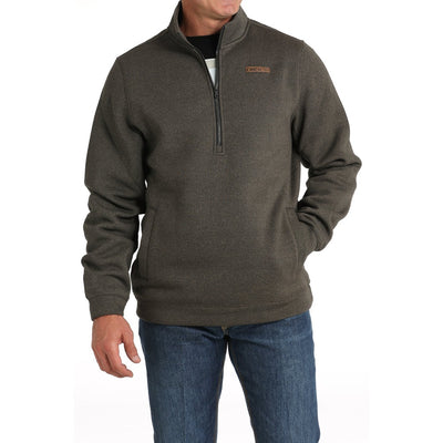 Cinch Mens 1/2 Zip Brown Fleece Pullover