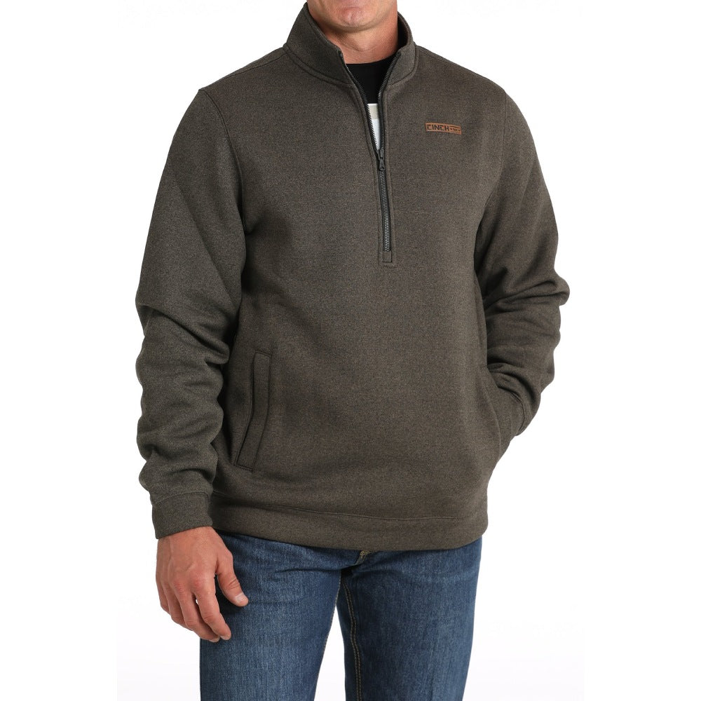 Cinch Mens 1/2 Zip Brown Fleece Pullover