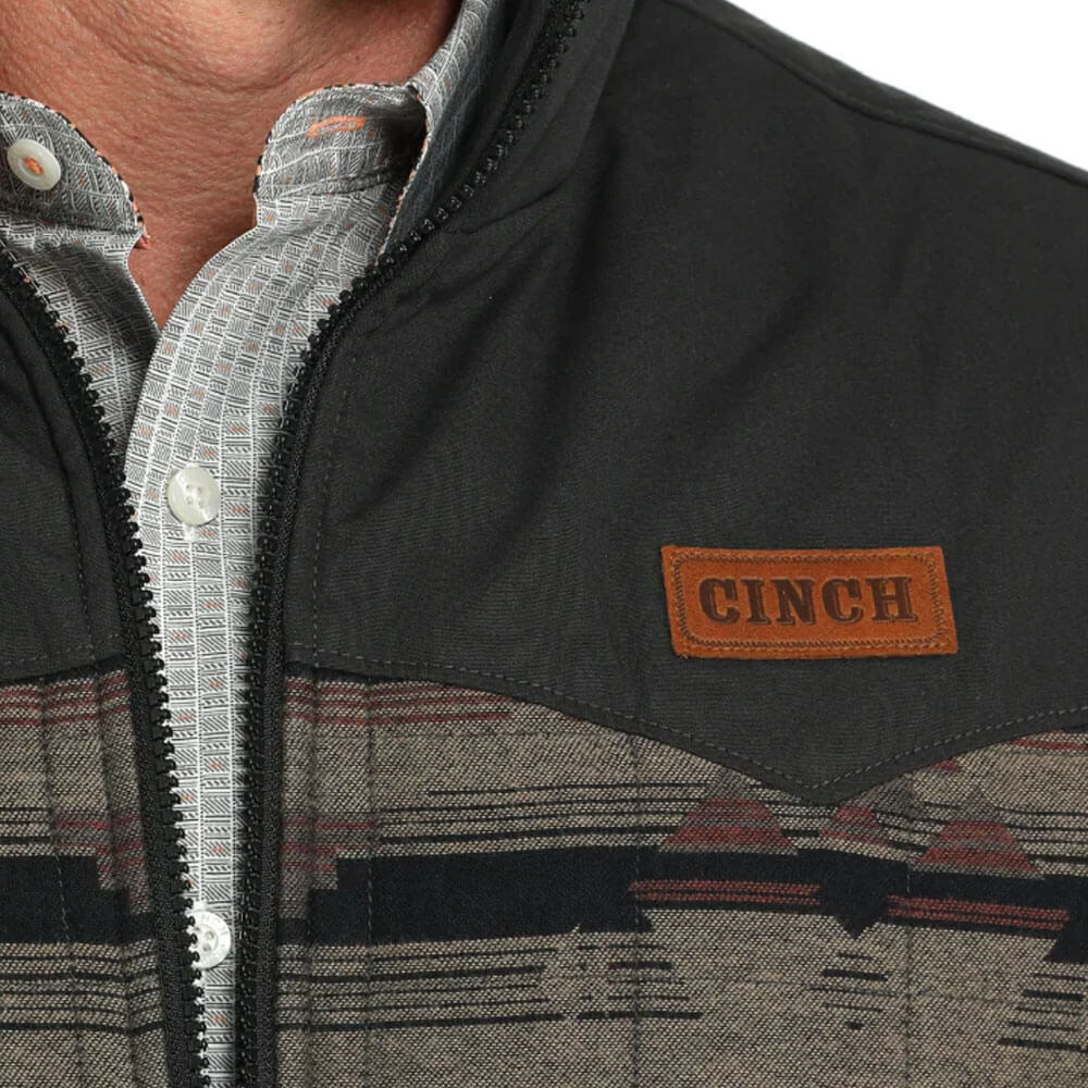 Cinch Mens Aztec Reversible Zip Vest Brown | Western Yokes