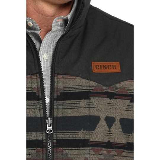 Cinch Mens Aztec Reversible Zip Vest Brown | Western Yokes