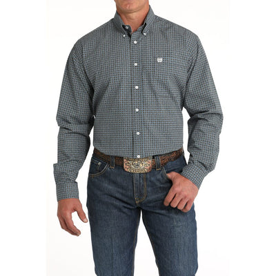 Cinch Mens Black Geometric Print Shirt 