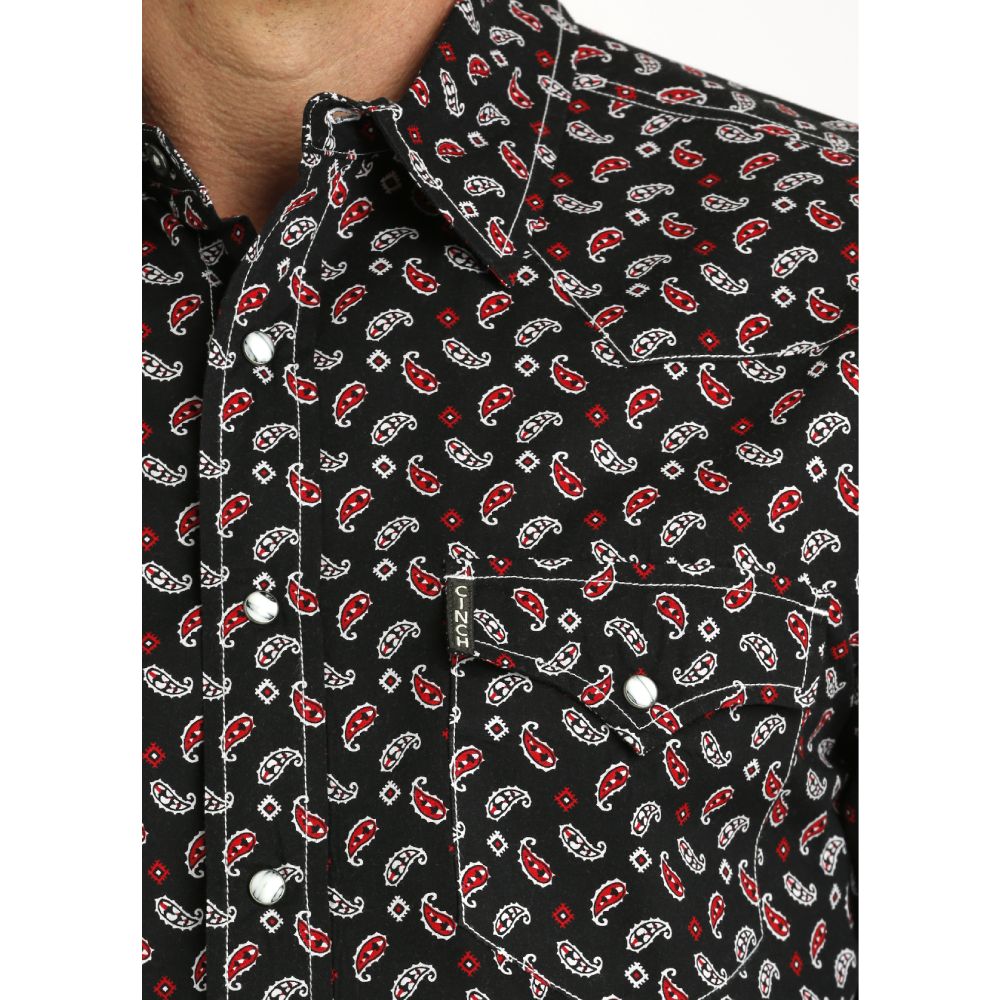 Cinch Mens Black Paisley Pattern Shirt 