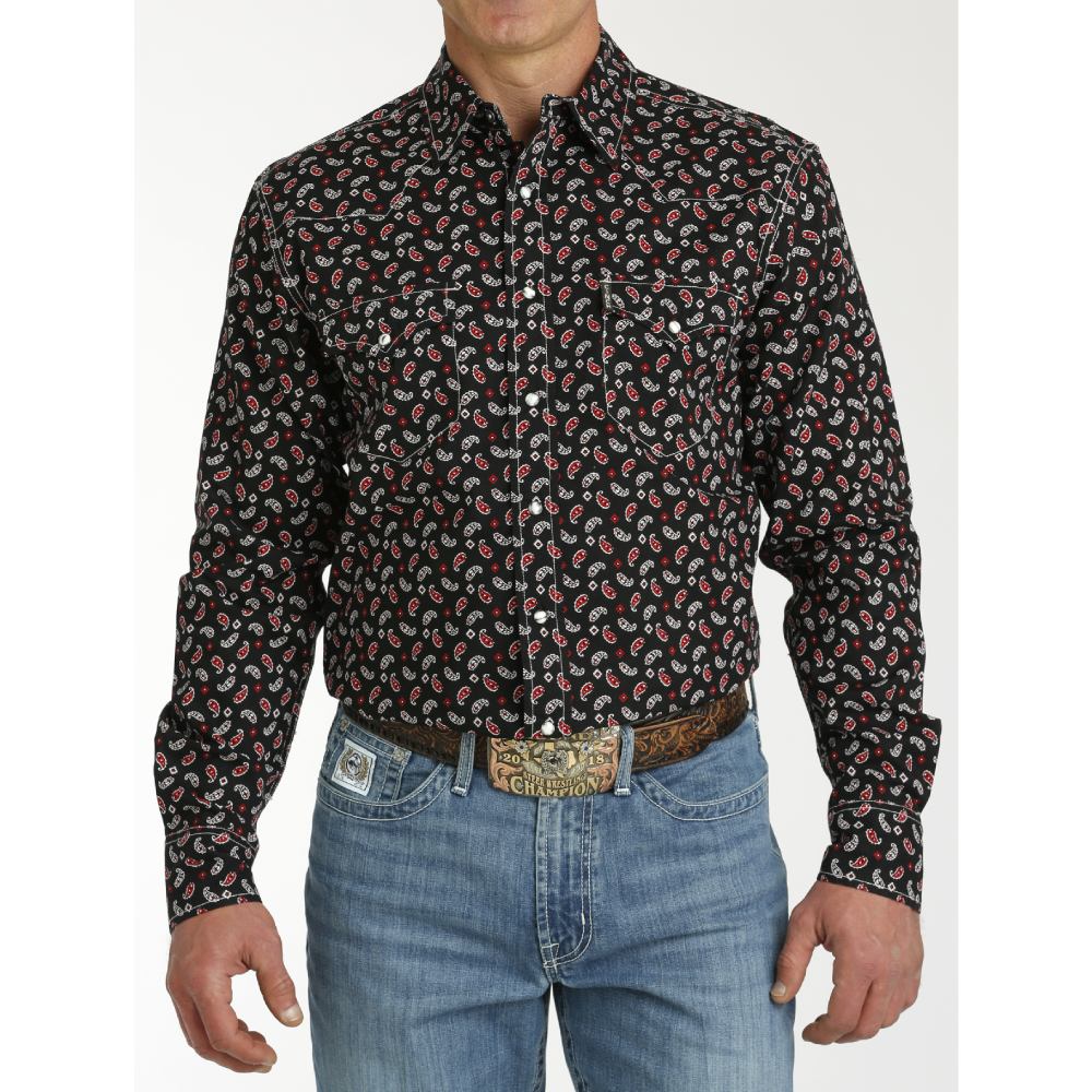 Cinch Mens Black Paisley Pattern Shirt 