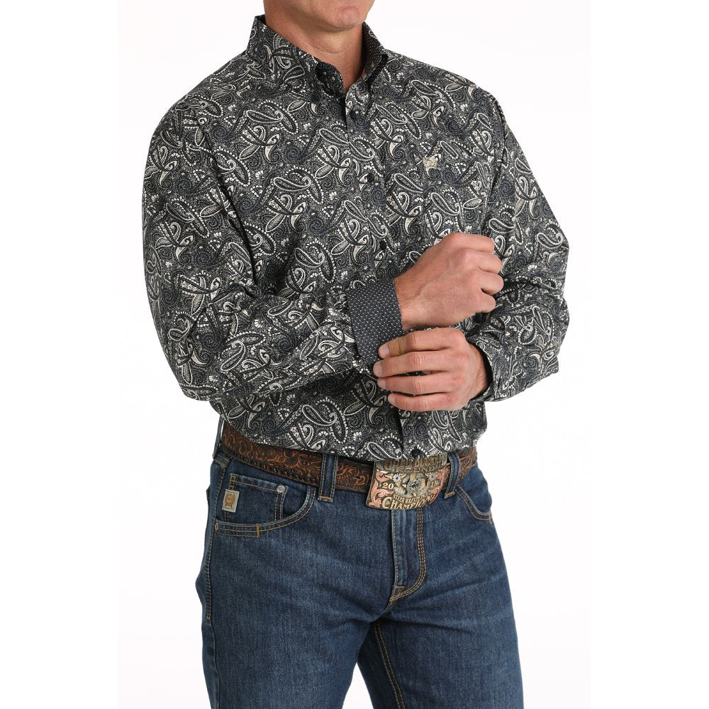 Cinch Mens Black Paisley Print Shirt