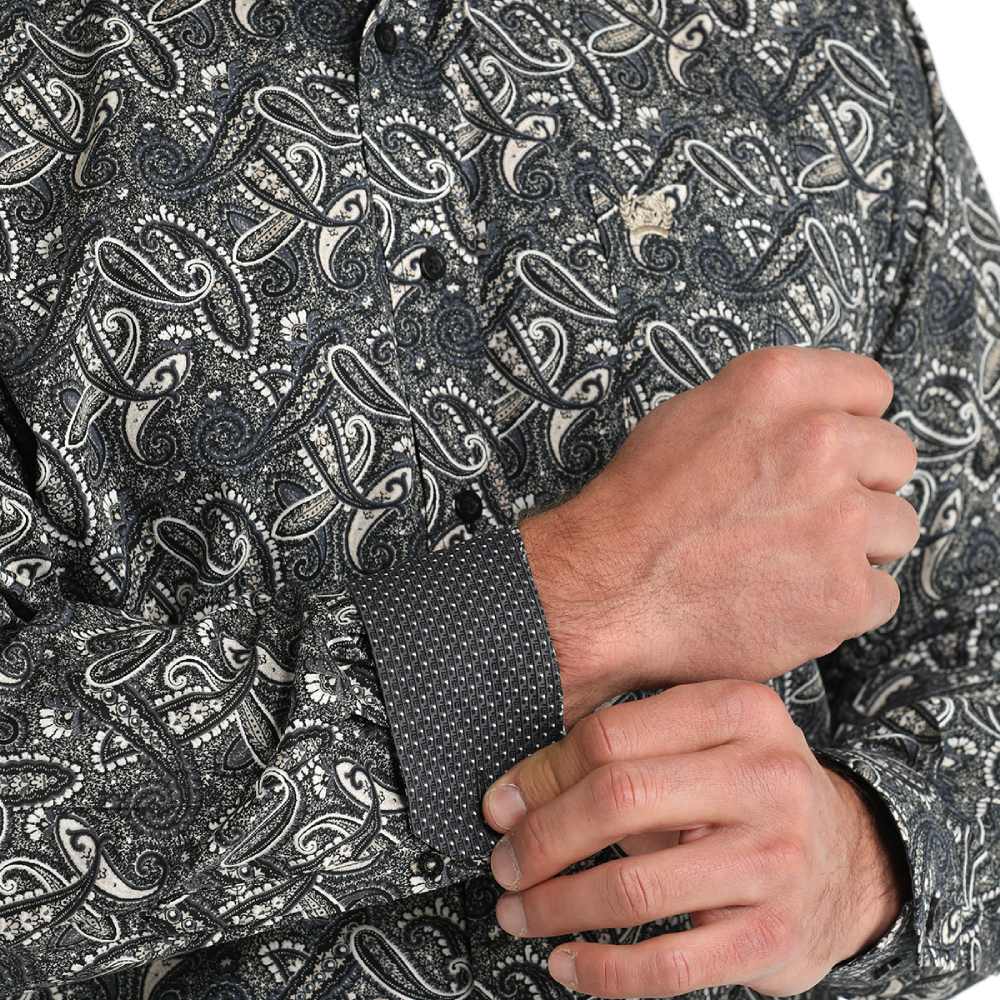 Cinch Mens Black Paisley Print Shirt