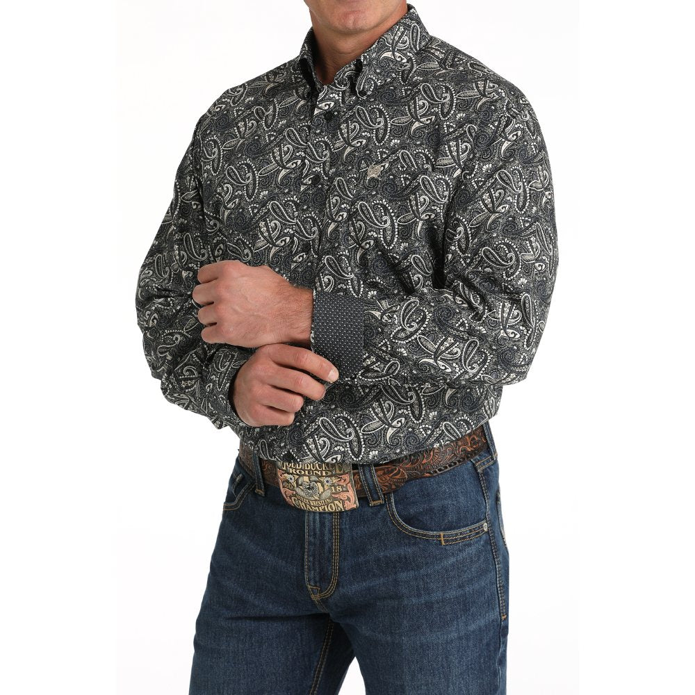 Cinch Mens Black Paisley Print Shirt