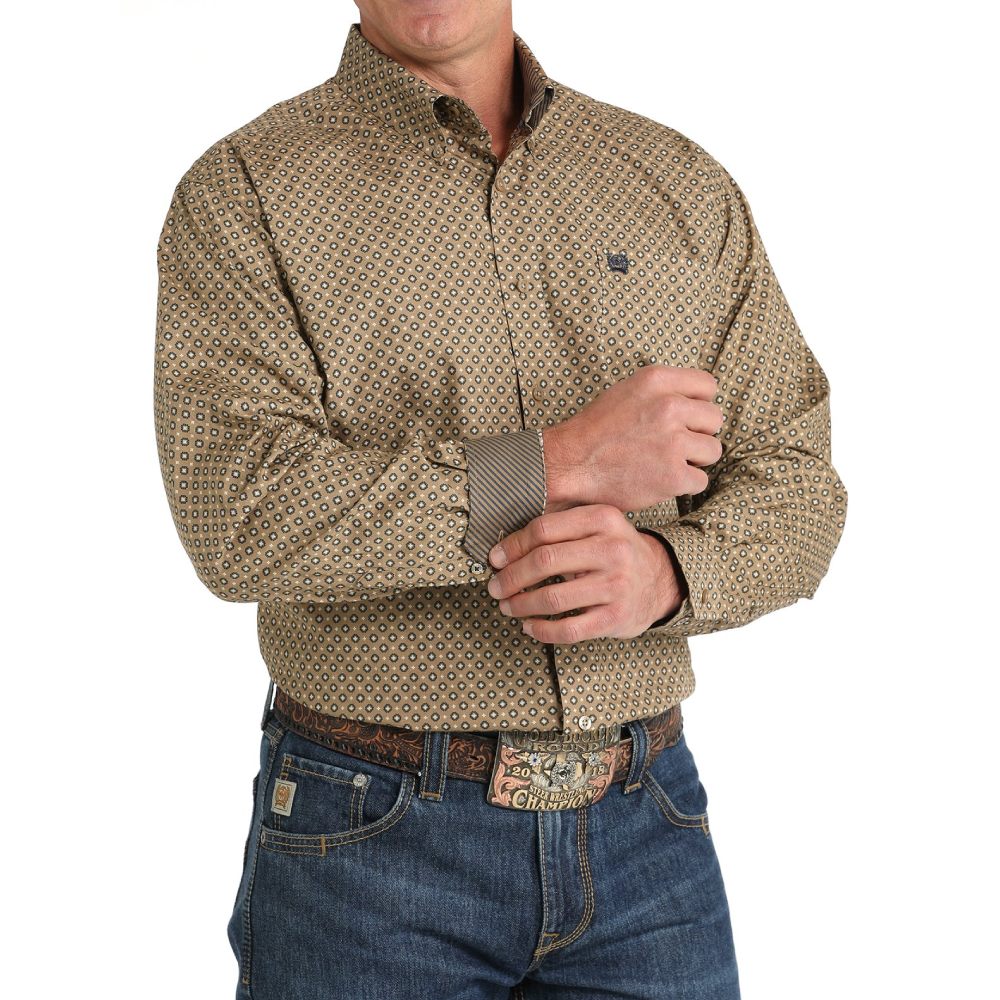 Cinch Mens Brown Button-Down Shirt