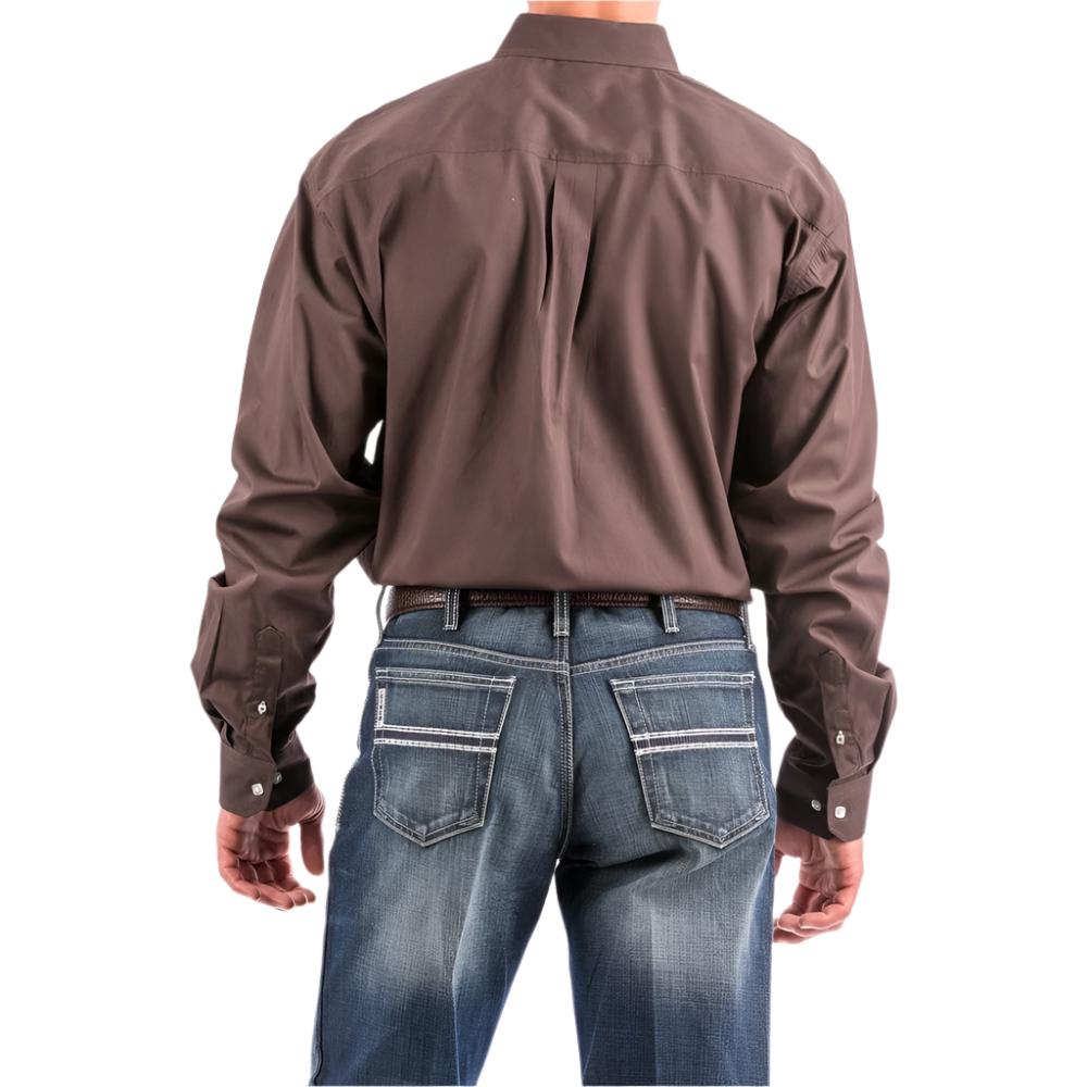 Cinch Mens Brown Long Sleeve Button Down Shirt 