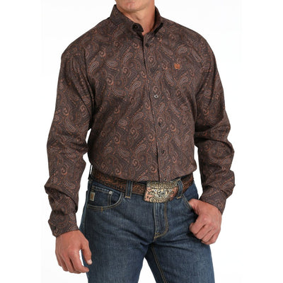 Cinch Mens Brown Paisley Western Shirt