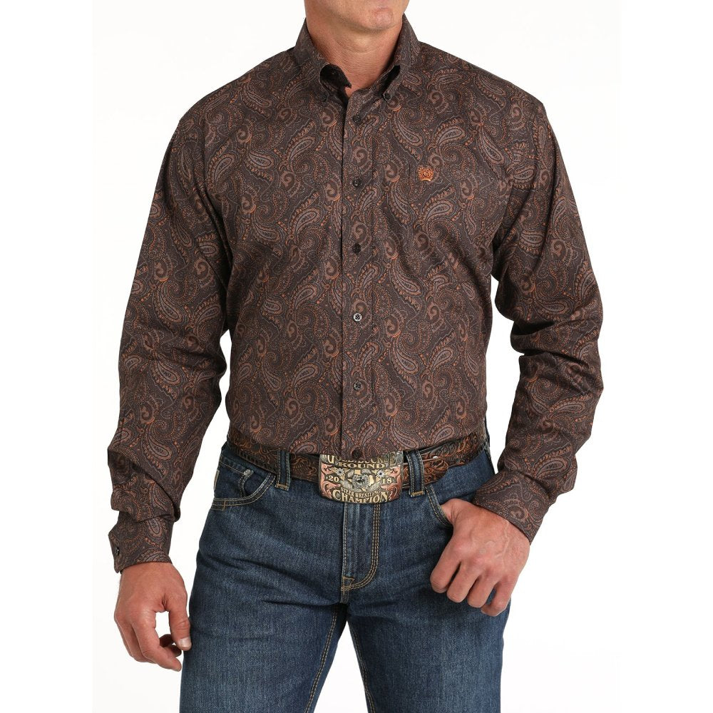 Cinch Mens Brown Paisley Western Shirt