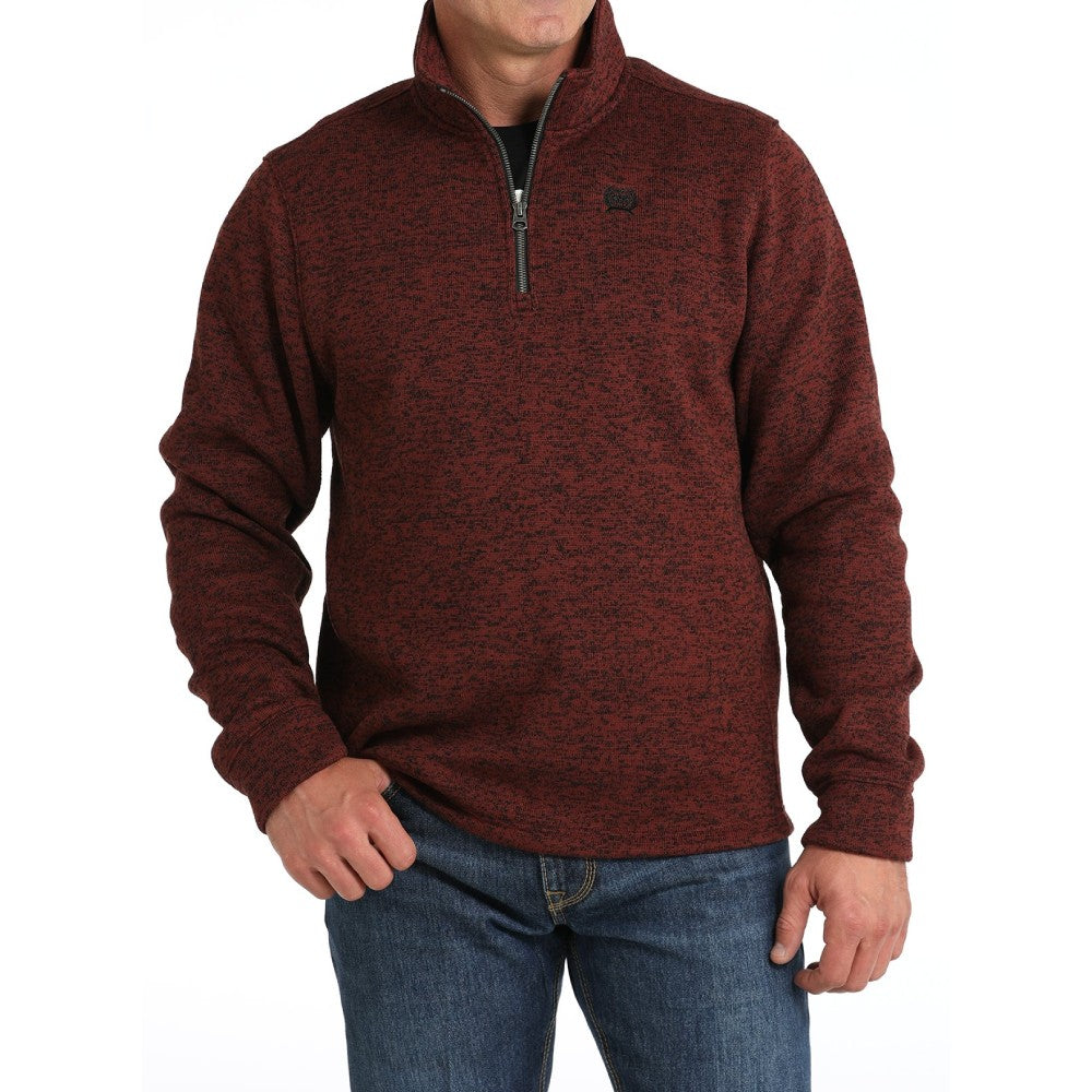 Cinch Mens Burgundy 1/4 Zip Pullover Fleece