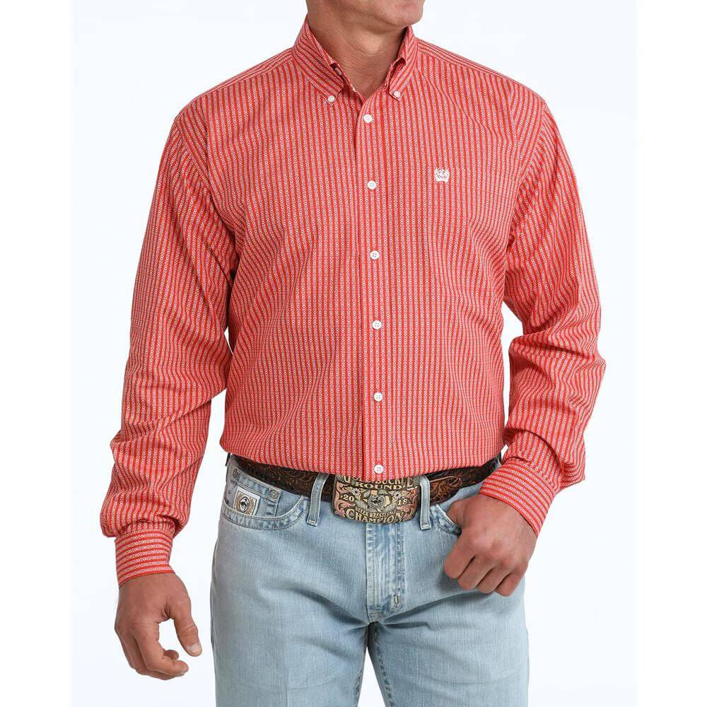 Cinch Mens Classic Fit Button-Down Western Shirt Red - MTW1106095-RED