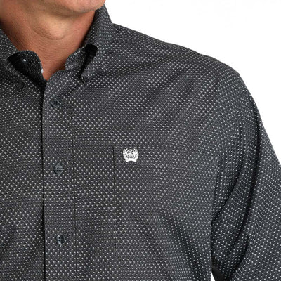 Cinch Mens Dark Blue Geometric Print Shirt