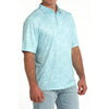 Cinch Mens Floral Arenaflex Polo Shirt Light Blue - MTK1863054-LTB