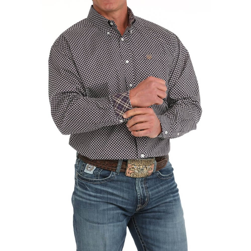 Cinch Mens Floral Print Button-Down Shirt