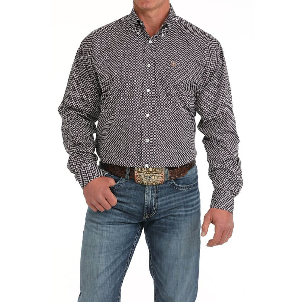 Cinch Mens Floral Print Button-Down Shirt