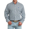 Cinch Mens Geo Print Classic Fit Shirt White - MTW1106123-WHT
