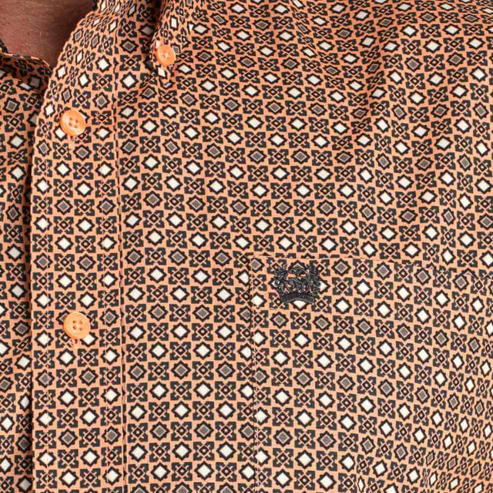 Cinch Mens Geometric Print Shirt Coral - MTW1105962-COR