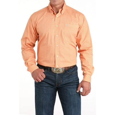Cinch Mens Geometric Print Shirt Coral - MTW1105964-COR
