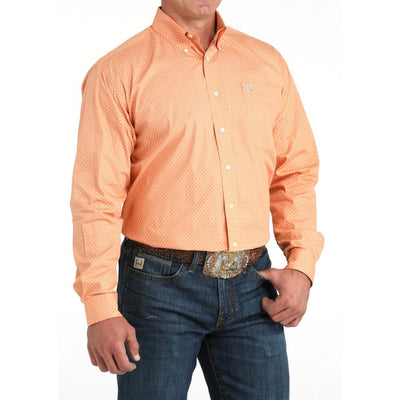 Cinch Mens Geometric Print Shirt Coral - MTW1105964-COR
