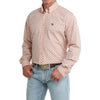 Cinch Mens Geometric Print Shirt Coral - MTW1106105-COR