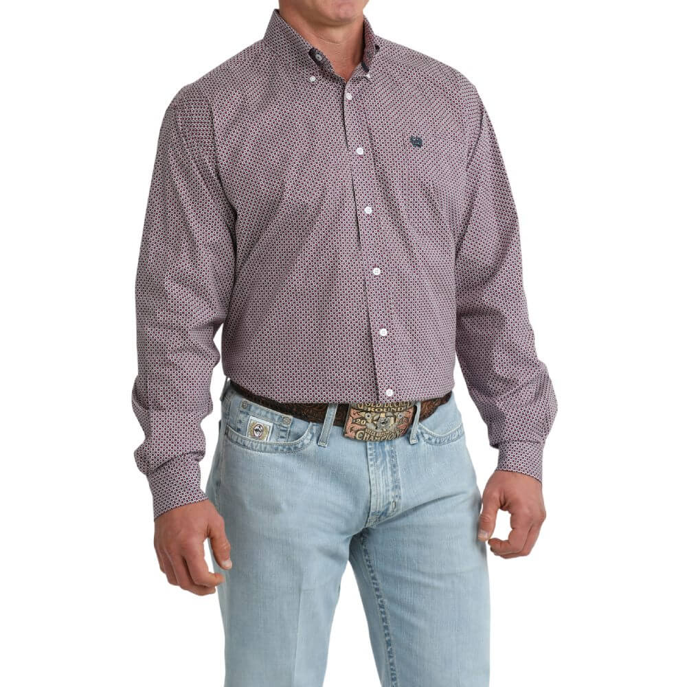 Cinch Mens Geometric Print Shirt Purple - MTW1106108-PUR
