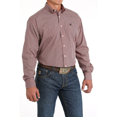 Cinch Mens Geometric Red Western Shirt