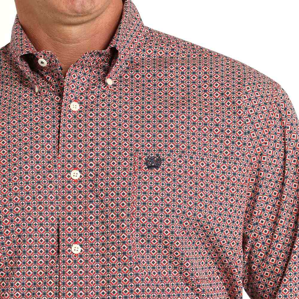 Cinch Mens Geometric Red Western Shirt