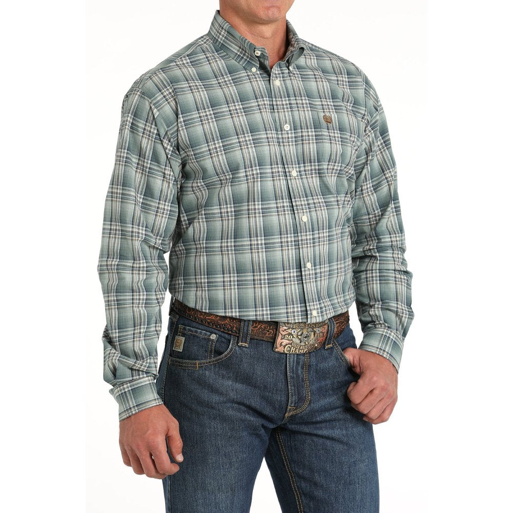 Cinch Mens Green Plaid Western Shirt