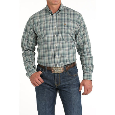 Cinch Mens Green Plaid Western Shirt