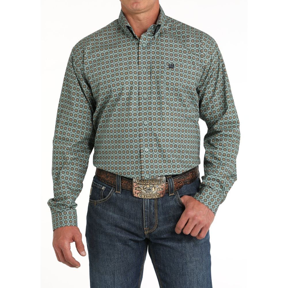 Cinch Mens Green Western Shirt 