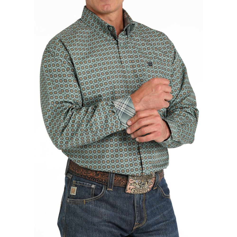 Cinch Mens Green Western Shirt 