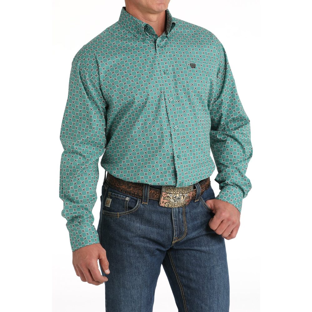 Cinch Mens Green Western Shirt