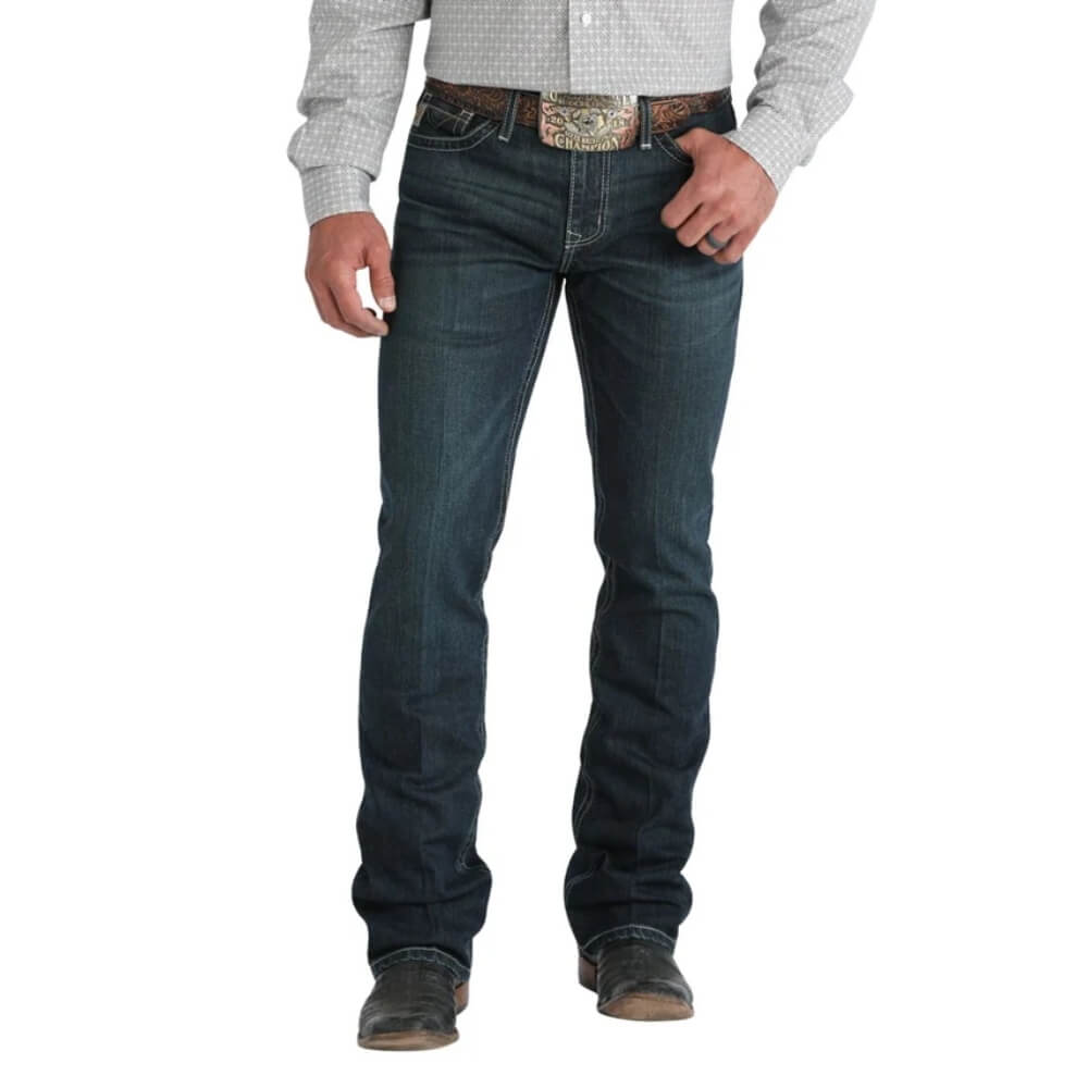 Cinch Mens Ian Slim Boot Cut Jeans Dark Stonewash - MB34136001-IND