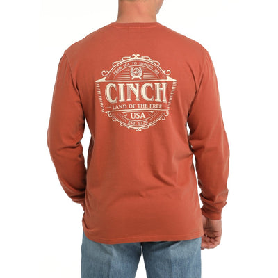 Cinch Mens Land of the Free Orange T-Shirt