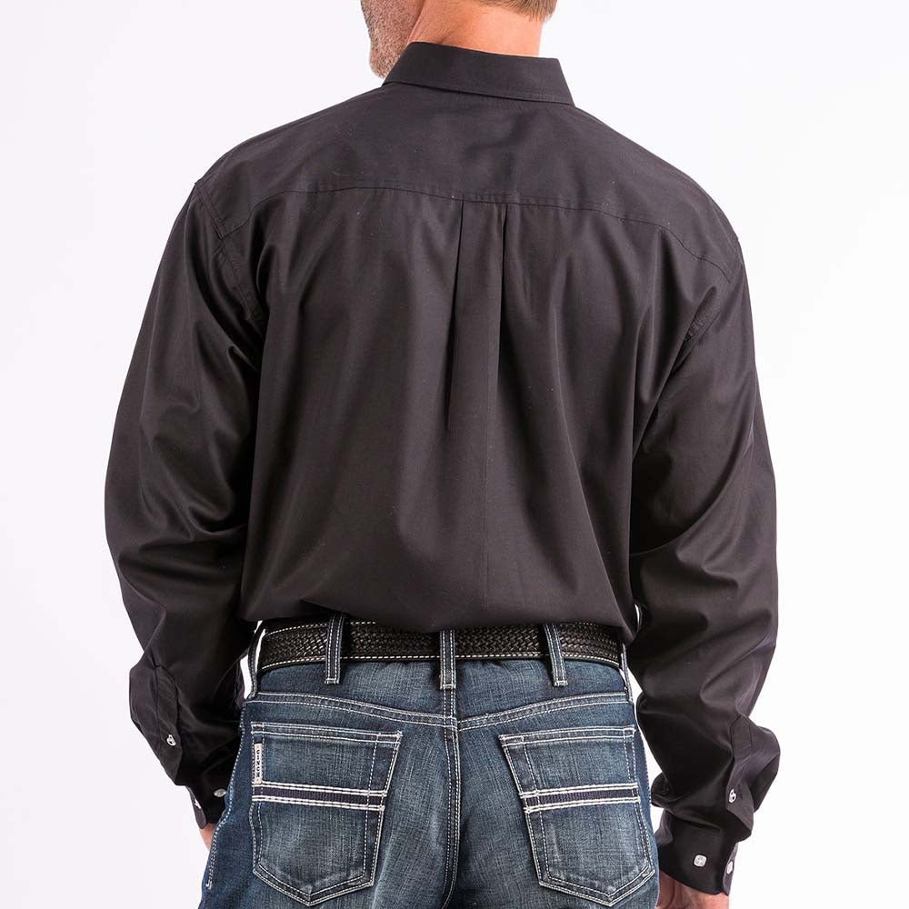 Cinch Mens Long Sleeve Button Down Solid Western Shirt Black - MT10320083-BLK