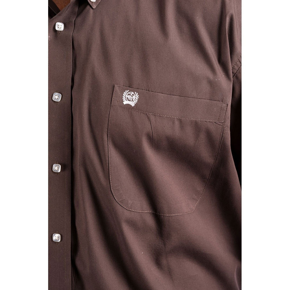 Cinch Mens Long Sleeve Button Down Solid Western Shirt Brown - MTW1104236-BRN