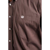 Cinch Mens Long Sleeve Button Down Solid Western Shirt Brown - MTW1104236-BRN