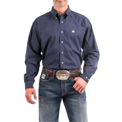 Cinch Mens Long Sleeve Button Down Solid Western Shirt Navy - MTW1104667-NAV