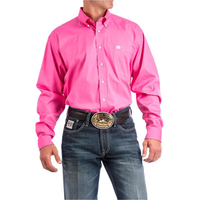 Cinch Mens Long Sleeve Button Down Solid Western Shirt Pink - MTW1103320-PNK