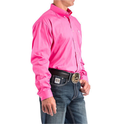 Cinch Mens Long Sleeve Button Down Solid Western Shirt Pink - MTW1103320-PNK
