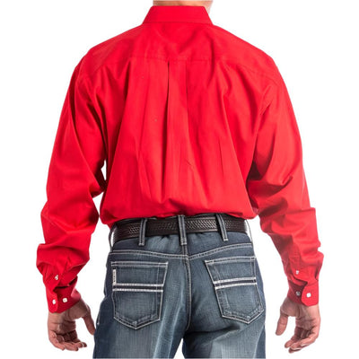 Cinch Mens Long Sleeve Button Down Solid Western Shirt Red - MTW1103313-RED