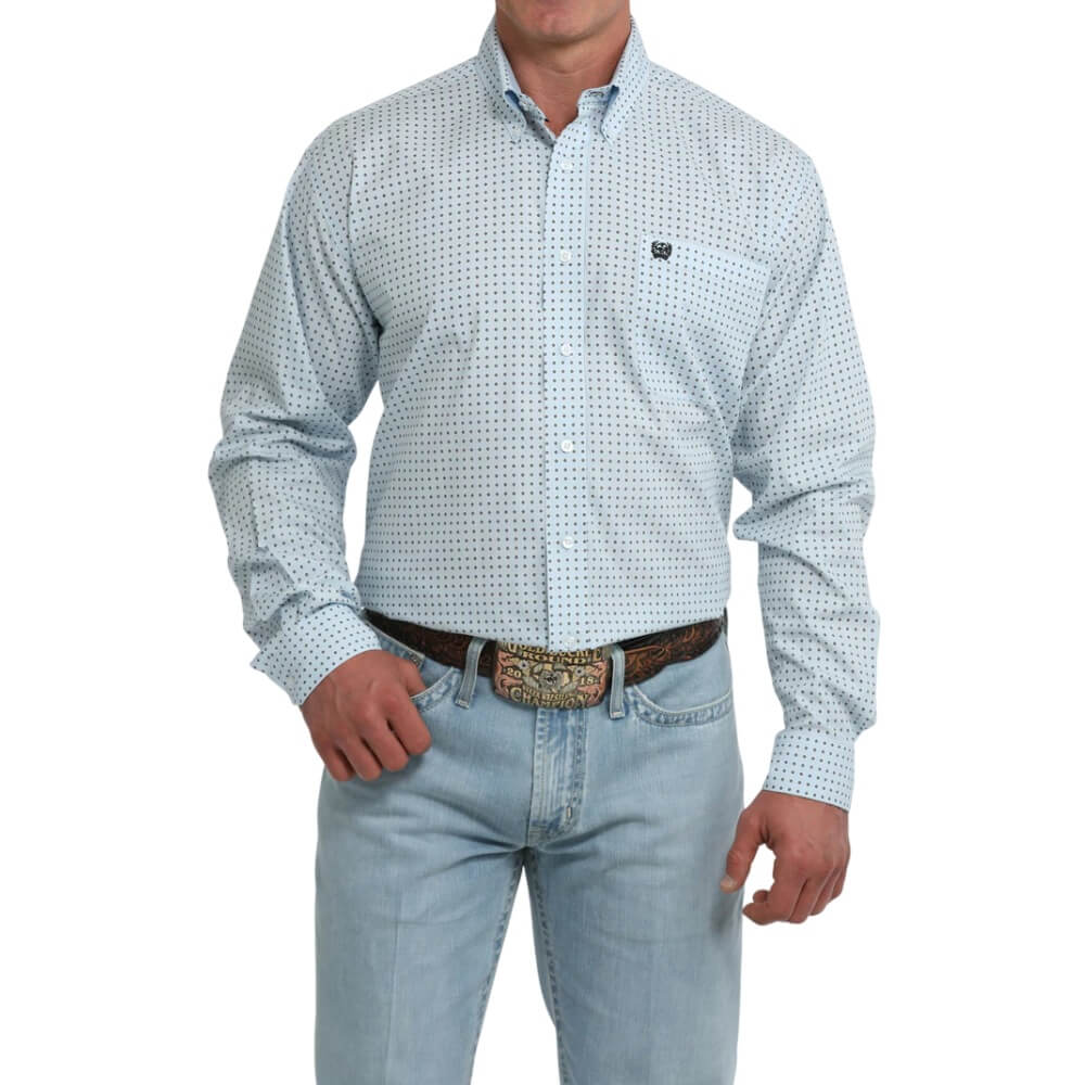 Cinch Mens Long Sleeve Western Shirt Light Blue - MTW1106124-LTB