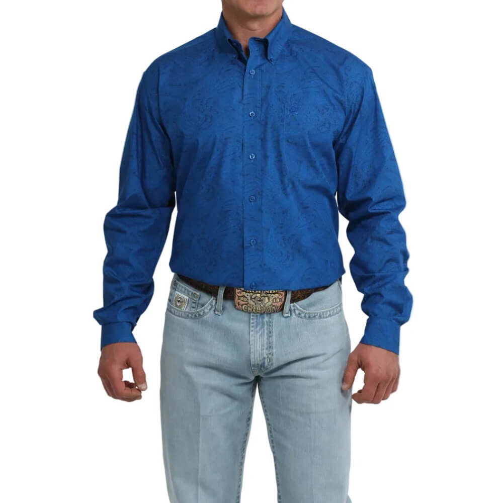 Cinch Mens Long Sleeve Western Shirt Royal Blue - MTW1106121-ROY