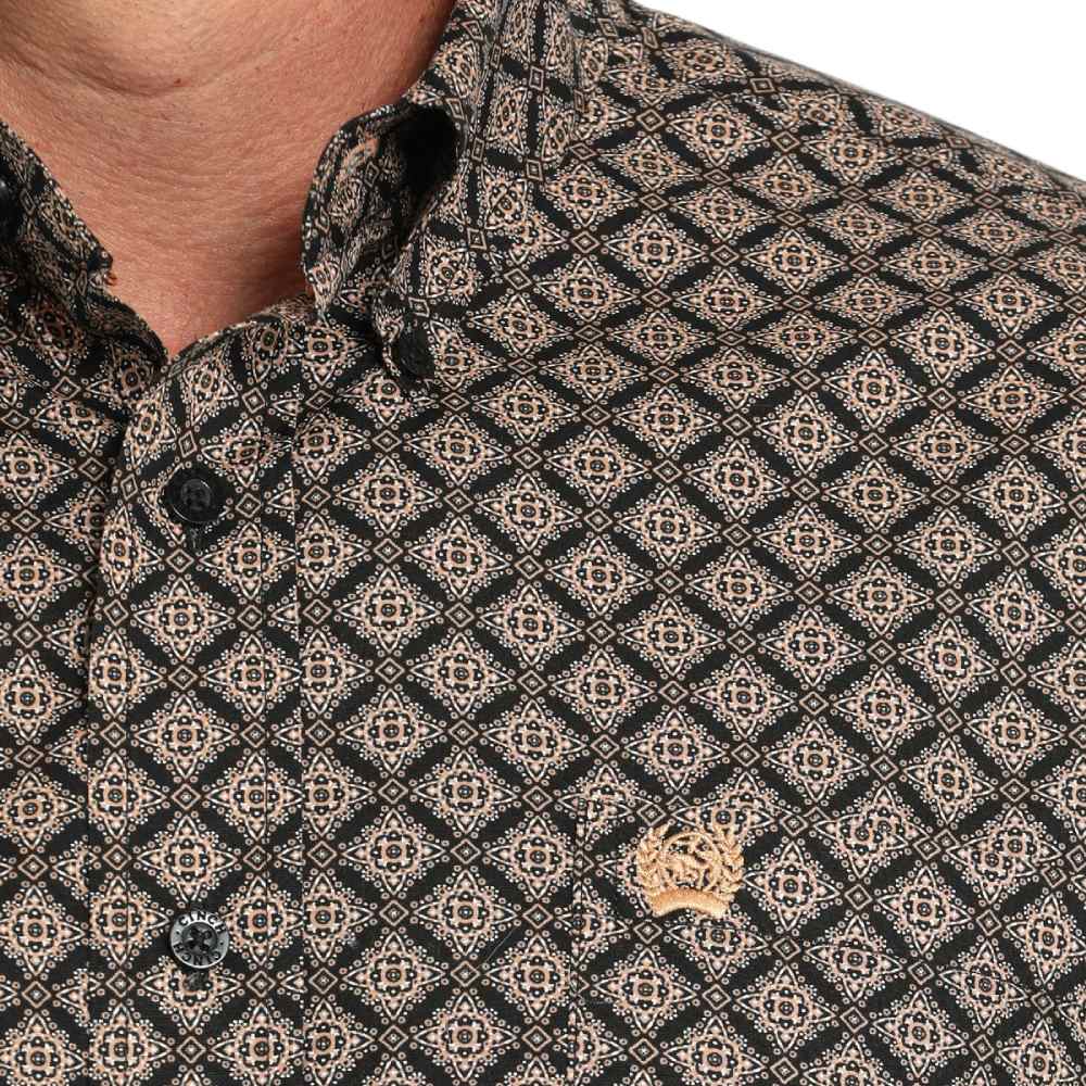 Cinch Mens Medallion Print Black Shirt