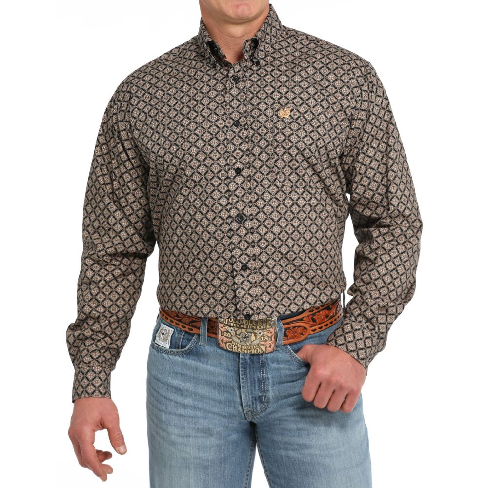 Cinch Mens Medallion Print Black Shirt