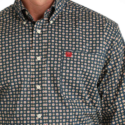 Cinch Mens Medallion Print Navy Shirt